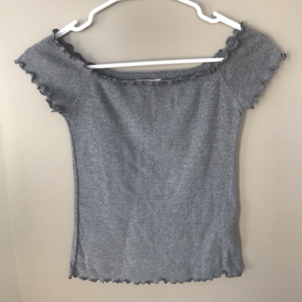 Grey Off the Shoulder Tee